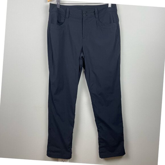 Eddie Bauer Pants Womens 12 Travex Black Nylon Stretch Convertible Roll Up Capri - Picture 1 of 12